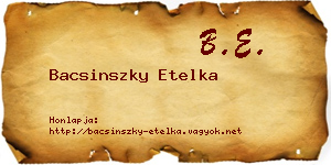 Bacsinszky Etelka névjegykártya